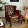 Canapé 88x80 Cuir Brun 3 Places CHESTERFIELD #101