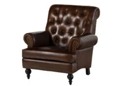 Fauteuil En Cuir Véritable Marron CHESTERFIELD #105 -Massivmoebel24 09 920 890 1005 9