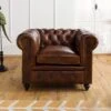 Fauteuil En Cuir Véritable Marron CHESTERFIELD #102