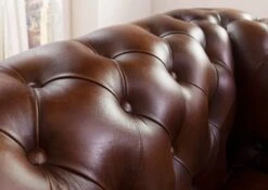 Fauteuil En Cuir Véritable Marron CHESTERFIELD #102 -Massivmoebel24 09 920 890 1020 7