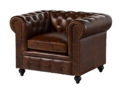 Fauteuil En Cuir Véritable Marron CHESTERFIELD #102 -Massivmoebel24 09 920 890 1020 9