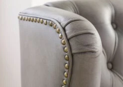 Fauteuil à Oreille En Cuir Véritable Gris CHESTERFIELD #201 15 Fauteuil à Oreille En Cuir Véritable Gris CHESTERFIELD #201 -Massivmoebel24 09 920 890 2001 7