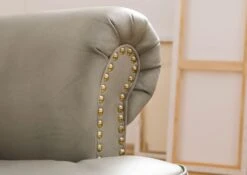 Fauteuil En Cuir Véritable Gris CHESTERFIELD #205 12 Fauteuil En Cuir Véritable Gris CHESTERFIELD #205 -Massivmoebel24 09 920 890 2005 4