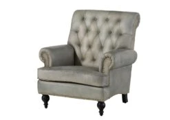 Fauteuil En Cuir Véritable Gris CHESTERFIELD #205 17 Fauteuil En Cuir Véritable Gris CHESTERFIELD #205 -Massivmoebel24 09 920 890 2005 9