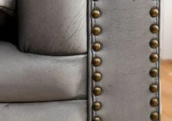 Fauteuil En Cuir Véritable Gris CHESTERFIELD #202 -Massivmoebel24 09 920 890 2020 4