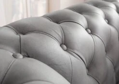 Fauteuil En Cuir Véritable Gris CHESTERFIELD #202 -Massivmoebel24 09 920 890 2020 5