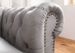 Fauteuil En Cuir Véritable Gris CHESTERFIELD #202 -Massivmoebel24 09 920 890 2020 7