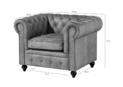 Fauteuil En Cuir Véritable Gris CHESTERFIELD #202 -Massivmoebel24 09 920 890 2020 8
