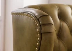 Fauteuil à Oreille En Cuir Véritable Vert CHESTERFIELD #301 -Massivmoebel24 09 920 890 3001 4