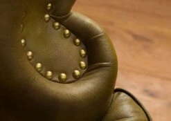 Fauteuil à Oreille En Cuir Véritable Vert CHESTERFIELD #301 -Massivmoebel24 09 920 890 3001 7