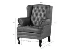 Fauteuil à Oreille En Cuir Véritable Bordeaux CHESTERFIELD #401 -Massivmoebel24 09 920 890 3001 8