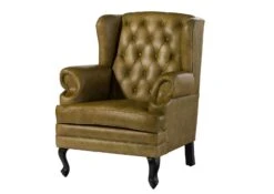 Fauteuil à Oreille En Cuir Véritable Vert CHESTERFIELD #301 -Massivmoebel24 09 920 890 3001 9