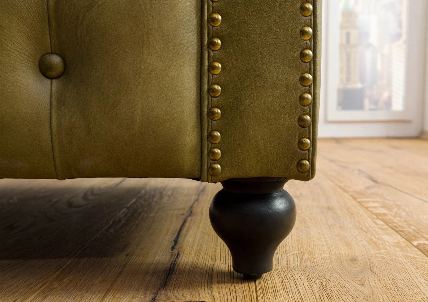 Canapé 4 Places En Cuir Véritable Vert CHESTERFIELD #304 6 Canapé 4 Places En Cuir Véritable Vert CHESTERFIELD #304 – Image 6