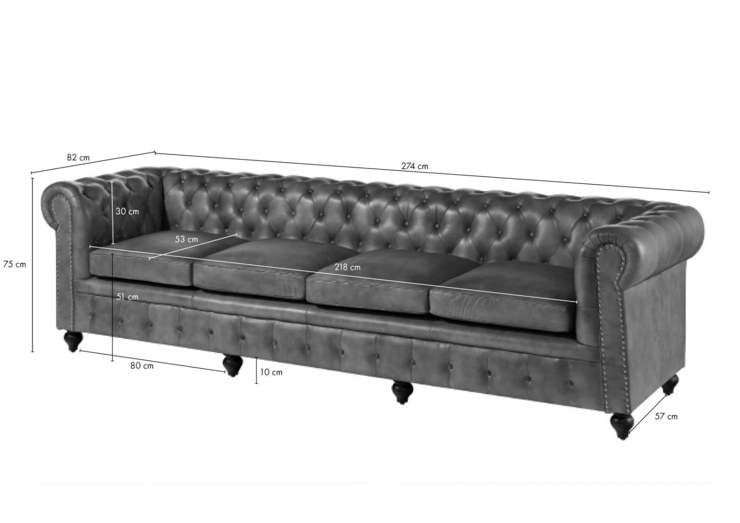 Canapé 4 Places En Cuir Véritable Vert CHESTERFIELD #304 8 Canapé 4 Places En Cuir Véritable Vert CHESTERFIELD #304 – Image 8