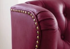Fauteuil à Oreille En Cuir Véritable Bordeaux CHESTERFIELD #401 -Massivmoebel24 09 920 890 4001 7