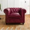 Fauteuil En Cuir Véritable Bordeaux CHESTERFIELD #402