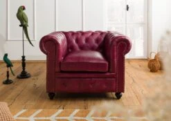 Fauteuil En Cuir Véritable Bordeaux CHESTERFIELD #402