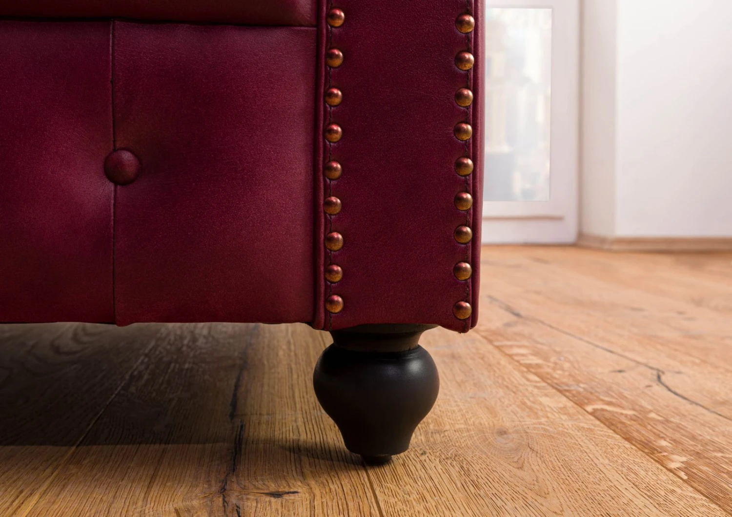 Fauteuil En Cuir Véritable Bordeaux CHESTERFIELD #402 6 Fauteuil En Cuir Véritable Bordeaux CHESTERFIELD #402 – Image 6