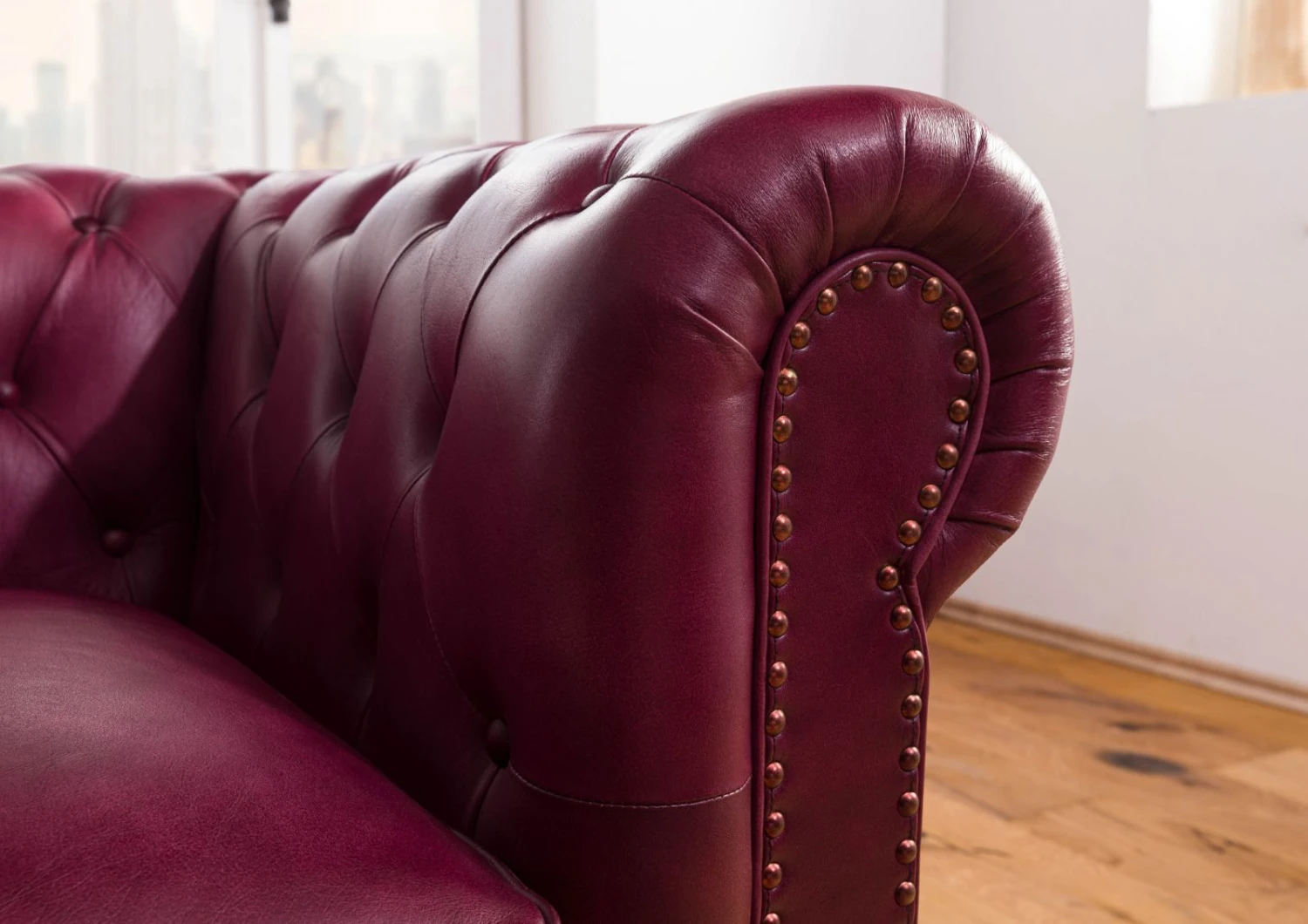 Fauteuil En Cuir Véritable Bordeaux CHESTERFIELD #402 7 Fauteuil En Cuir Véritable Bordeaux CHESTERFIELD #402 – Image 7