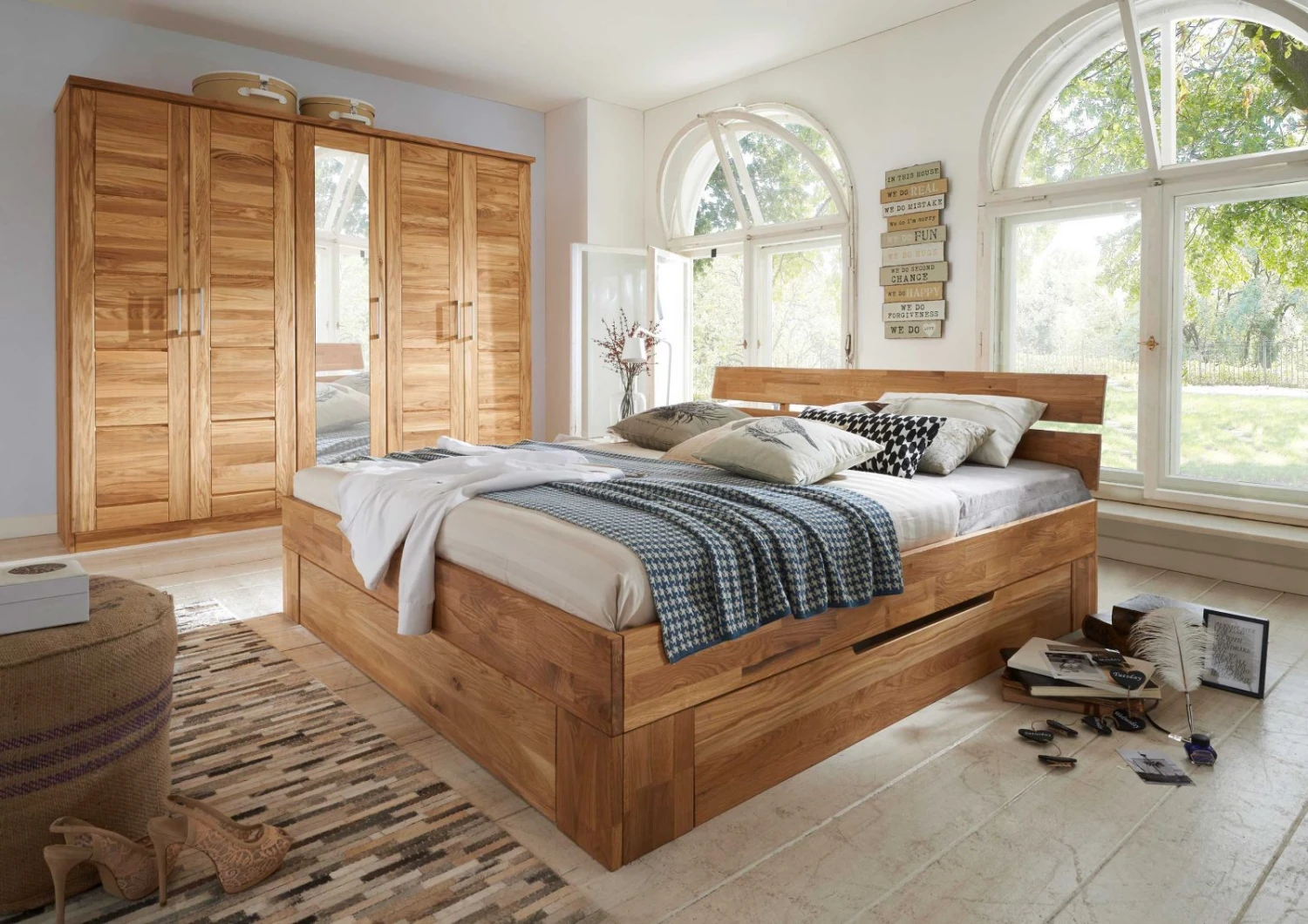 Lit Double Avec Tiroirs 140x200 Chêne Sauvage Huilé Bois Naturel KONSTANZ #800 1 Lit Double Avec Tiroirs 140x200 Chêne Sauvage Huilé Bois Naturel KONSTANZ #800