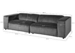 Canapé 3 Places En Velour Cordé En Polyester Cuivre VALENCIA -Massivmoebel24 31 920 100 0021 08