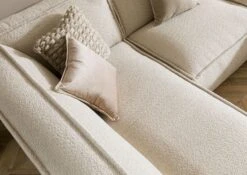 Canapé D'angle Avec Tabouret En Polyester Beige RAVENNA -Massivmoebel24 31 920 100 0024 07