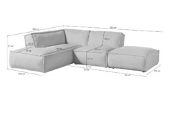 Canapé D'angle Avec Tabouret En Polyester Beige RAVENNA -Massivmoebel24 31 920 100 0024 08