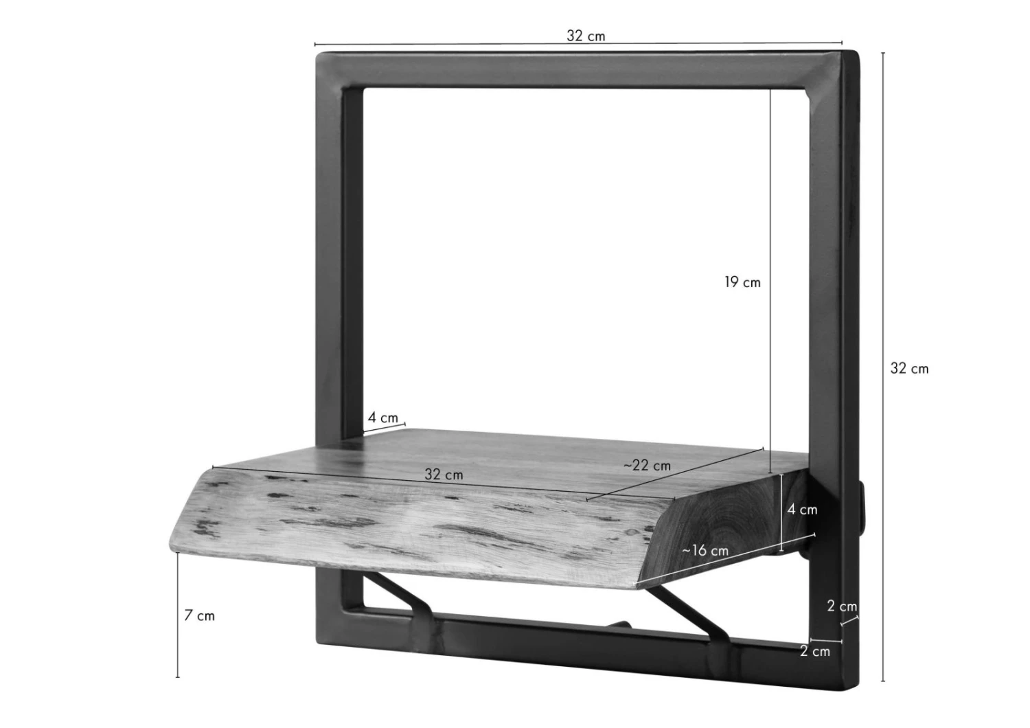 Étagère Murale En Bois D'Acacia 32x22x32 Naturel Laqué MELBOURNE #116 6 Étagère Murale En Bois D'Acacia 32x22x32 Naturel Laqué MELBOURNE #116 – Image 6