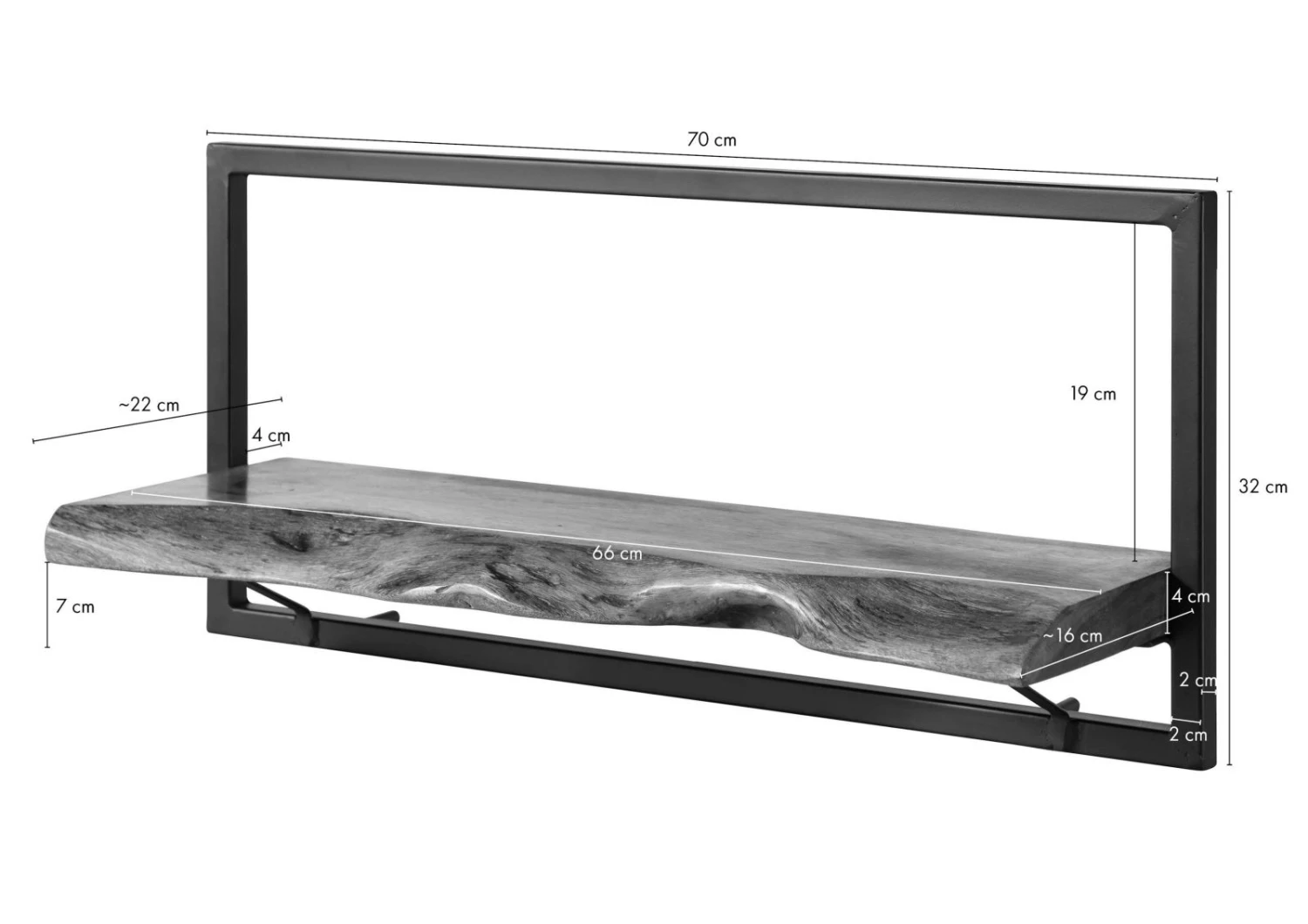 Étagère Murale En Bois D'Acacia 70x22x32 Naturel Laqué MELBOURNE #118 6 Étagère Murale En Bois D'Acacia 70x22x32 Naturel Laqué MELBOURNE #118 – Image 6