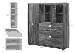 BARK #215 Buffet En Bois D'acacia - Laqué / Marron Foncé 140x40x150 -Massivmoebel24 33 310 106 0115 08