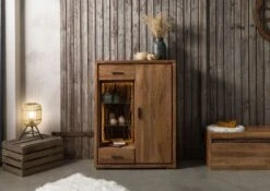 Commode En Bois D'Acacia 88x40x120 Naturel Laqué BARK #125