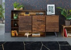 Commode En Bois D'acacia Et Bois De Récupération Laqué Marron CITY #05