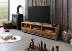 BARK #117 Meuble TV En Bois D'acacia - Laqué / Naturel 175x40x47 11 BARK #117 Meuble TV En Bois D'acacia - Laqué / Naturel 175x40x47 -Massivmoebel24 33 313 406 0117 03
