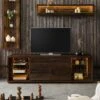 Meuble TV En Bois D'acacia Laqué Marron BARK #213