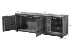 Meuble TV En Bois D'acacia Laqué Marron BARK #212 -Massivmoebel24 33 313 406 1112 8