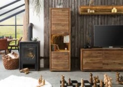 Vitrine 58x40 Acacia Laqué Bois Naturel BARK #102