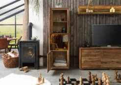 Vitrine 58x40 Acacia Laqué Bois Naturel BARK #102 -Massivmoebel24 33 320 406 0102 3