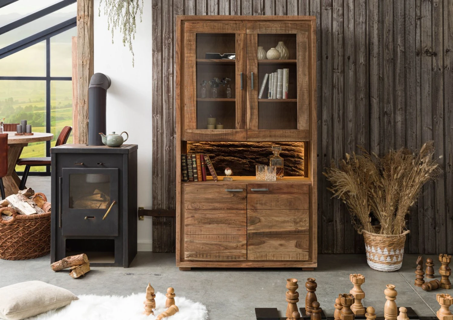 Vitrine 98x40 Acacia Laqué Bois Naturel BARK #109 1 Vitrine 98x40 Acacia Laqué Bois Naturel BARK #109