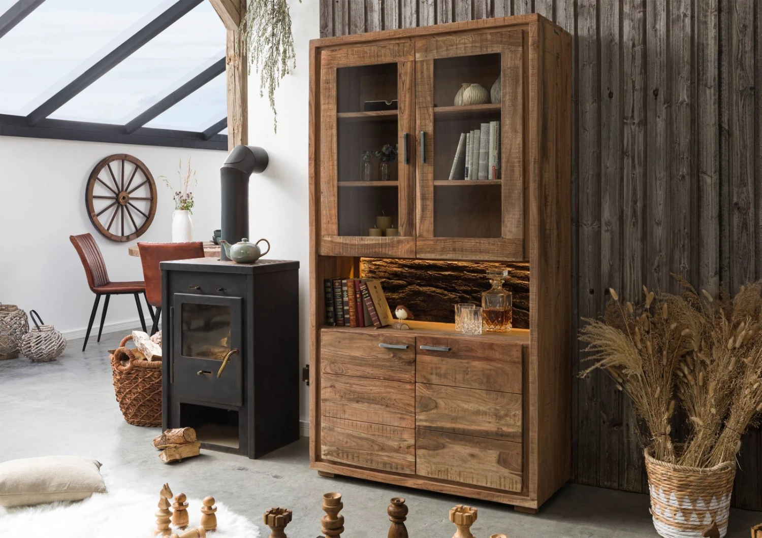 Vitrine 98x40 Acacia Laqué Bois Naturel BARK #109 2 Vitrine 98x40 Acacia Laqué Bois Naturel BARK #109 – Image 2