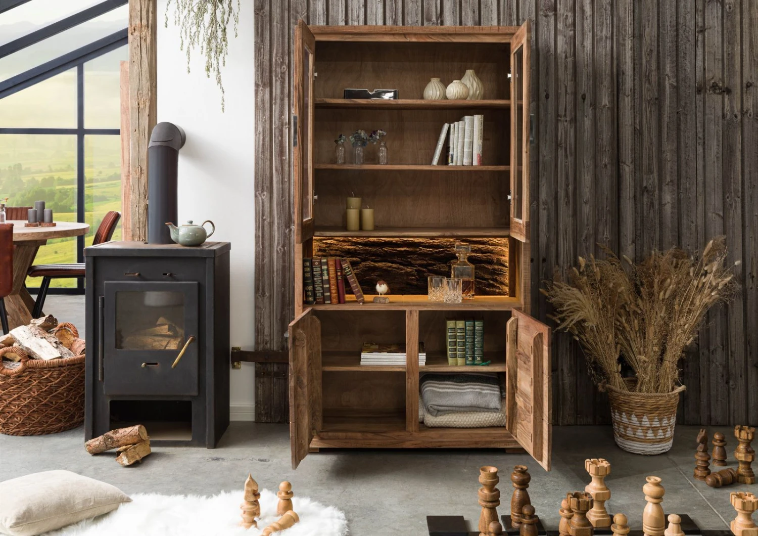 Vitrine 98x40 Acacia Laqué Bois Naturel BARK #109 3 Vitrine 98x40 Acacia Laqué Bois Naturel BARK #109 – Image 3