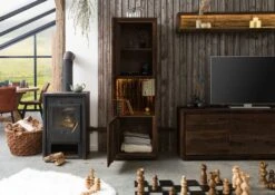 Vitrine En Bois D'acacia Laqué Marron BARK #202 -Massivmoebel24 33 320 406 0202 3