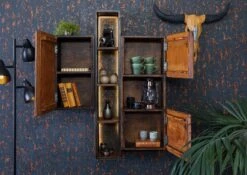 Armoire Murale En Bois D'acacia Et Bois De Récupération Laqué Marron CITY #06 -Massivmoebel24 33 350 753 0006 3