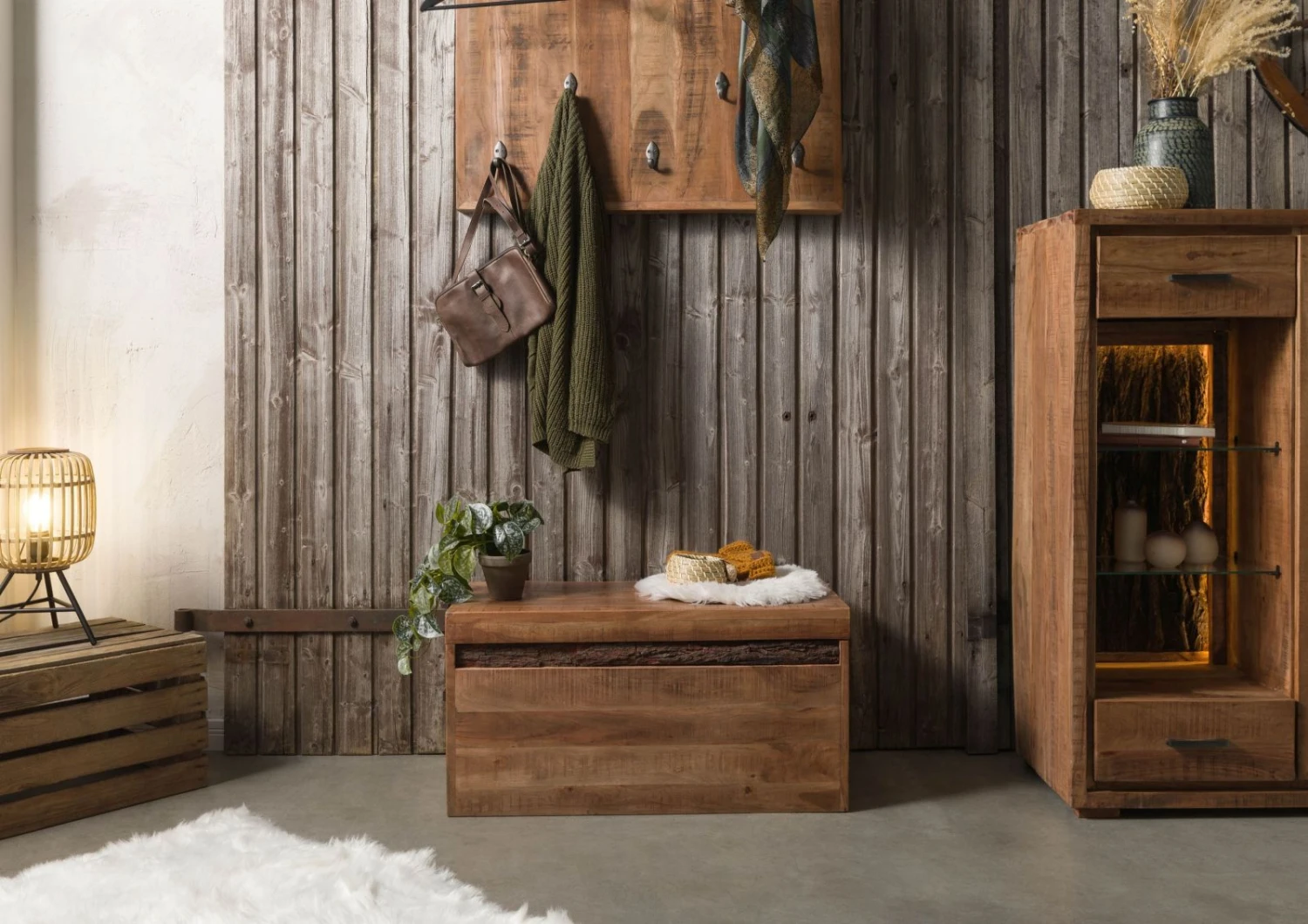 Coffre En Bois D'Acacia 80x40x40 Naturel Laqué BARK #123 1 Coffre En Bois D'Acacia 80x40x40 Naturel Laqué BARK #123