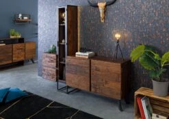 Buffet Avec étagère En Bois D'acacia Et Bois De Récupération Laqué Marron CITY #07 -Massivmoebel24 33 900 753 0007 3