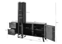 Buffet Avec étagère En Bois D'acacia Et Bois De Récupération Laqué Marron CITY #07 -Massivmoebel24 33 900 753 0007 8