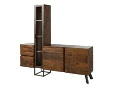 Buffet Avec étagère En Bois D'acacia Et Bois De Récupération Laqué Marron CITY #07 -Massivmoebel24 33 900 753 0007 9