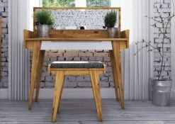 Coiffeuse 110x45 Chêne Sauvage Huilé Blanc ORIGINAL RETRO #20