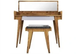 Coiffeuse 110x45 Chêne Sauvage Huilé Blanc ORIGINAL RETRO #20 -Massivmoebel24 35 100 101 0028 9