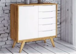 Buffet 100x48 Chêne Sauvage Huilé Blanc ORIGINAL RETRO #10