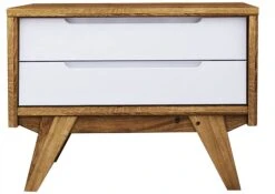 Table De Nuit 55x38 Chêne Sauvage Huilé Blanc ORIGINAL RETRO #01 -Massivmoebel24 35 680 101 0008 9